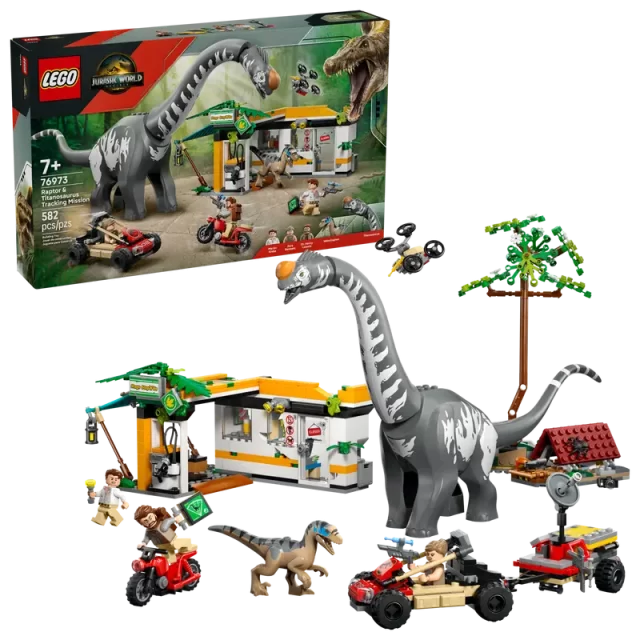 LEGO 76973 Jurassic World Raptor en Titanosaurus Opsporingsmissie